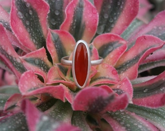 Carnelian Sterling Silver Ring | 925 Silver Ring | Carnelian | Size 8 1/4