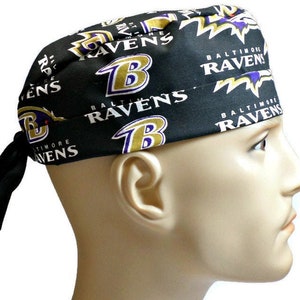 Men&#39;s Baltimore Ravens  Black Scrub Hat, Semi-Lined, Cuffed or No Cuff, Handmade, Adjustable, Optional  Buttons