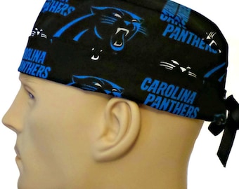 Men's Carolina Panthers  Semi-Lined Cuffed or Plain Brim  Surgical Medical  Scrub Hat
