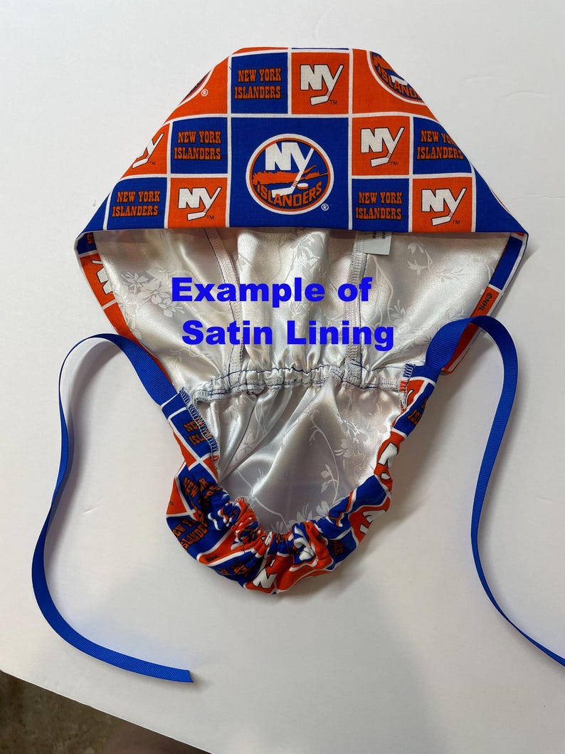 a New York Islanders hat with a satin lining.