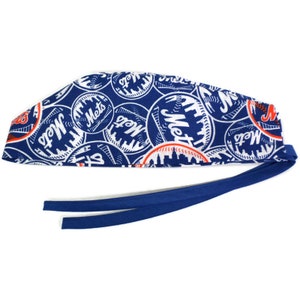 Men&#39;s New York Mets  Mascot Scrub Hat, Semi-Lined, Cuffed or No Cuff, Handmade, Adjustable, Optional  Buttons