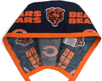 Men's Chicago Bears  Navy Unlined  Surgical Medical  Scrub  Hat, Optional Sweatband