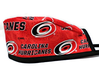 Bonnet chirurgical bicolore non doublé Carolina Hurricanes pour hommes, bandeau anti-transpiration en option