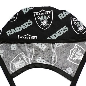 Men's Las Vegas Raiders Black Unlined Surgical Medical  Scrub Hat, Optional Sweatband