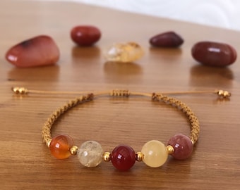 POSITIVE ENERGY Crystal Healing Bracelet - Happiness, Prosperity, Energy, Vitality & Passion - Good Vibes Bracelet - Crystal Jewellery