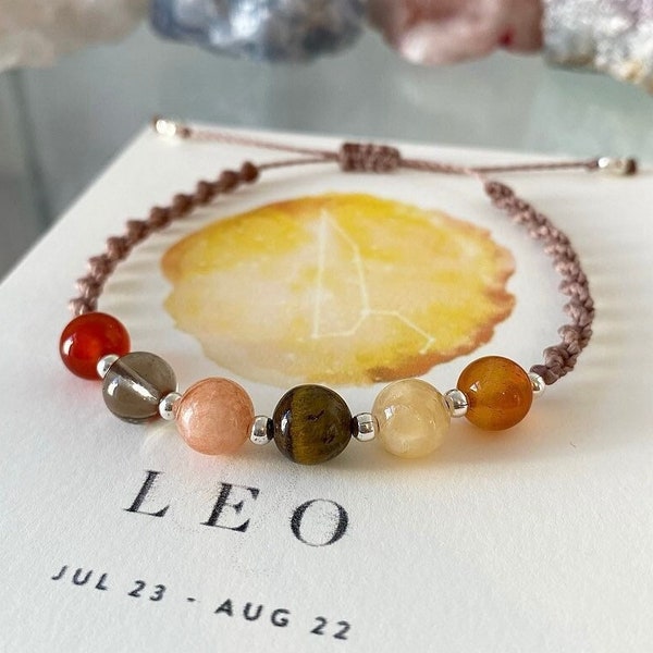 LEO Zodiac Crystal Bracelet - Birthstone Crystal Jewellery - Star Sign Gifts