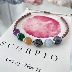 SCORPIO - Zodiac Crystal Bracelet - Star Sign Crystal Jewellery Gifts - Birthstone Gifts