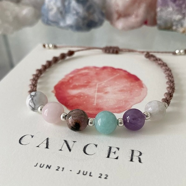 CANCER Zodiac Crystal Bracelet - Star Sign Birthstone Gifts - Crystal Jewellery Gifts - Birthday Sentimental Gift