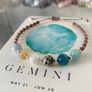 GEMINI Zodiac Crystal Bracelet - Birthstone Jewellery - Star Sign Gifts - Zodiac Bracelet