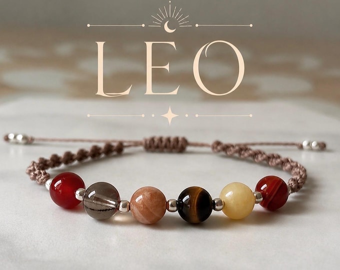 LEO Zodiac Crystal Bracelet - Birthstone Crystal Jewellery - Star Sign Gifts