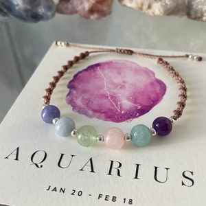 AQUARIUS - Zodiac Star Sign Crystal Bracelet - Birthstone Crystal Jewellery Gifts - Zodiac Gift