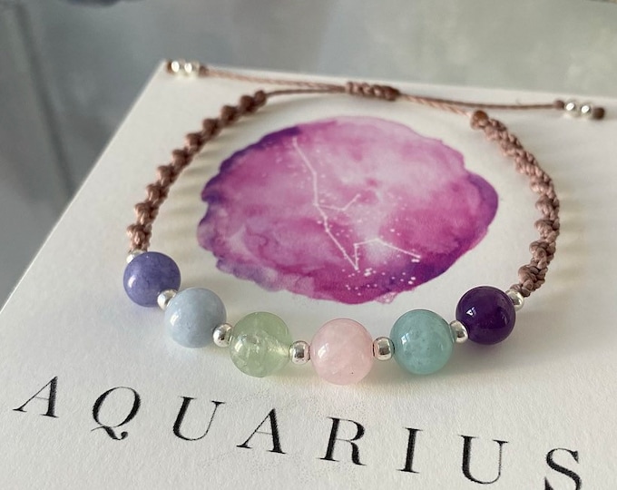 AQUARIUS - Zodiac Star Sign Crystal Bracelet - Birthstone Crystal Jewellery Gifts - Zodiac Gift