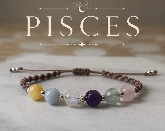 PISCES Zodiac Crystal Bracelet - Birthstone Gift - Star Sign Jewellery - Horoscope Gifts Crystal Jewellery