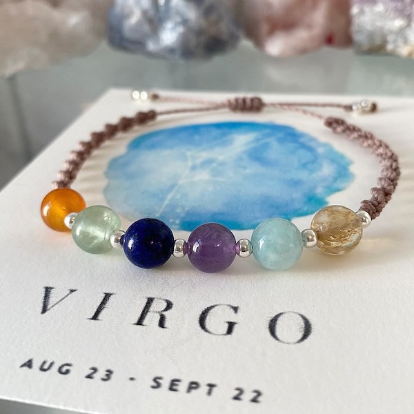 VIRGO Zodiac Crystal Bracelet - Birthstone Crystal Jewellery - Star Sign Gifts - Birthday Starsign Gifts