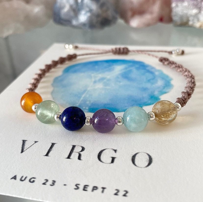 Virgo Zodiac Charm Bead With August/September Birthstones – Silver Plated For Bracelets