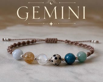 GEMINI Zodiac Crystal Bracelet - Birthstone Jewellery - Star Sign Gifts - Zodiac Bracelet