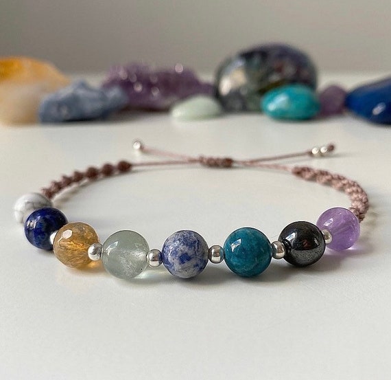 MENTAL CLARITY Crystal Healing Bracelet - Student Gifts - Study Focus Crystal Jewellery - Intuition, Clarity & Focus Crystals