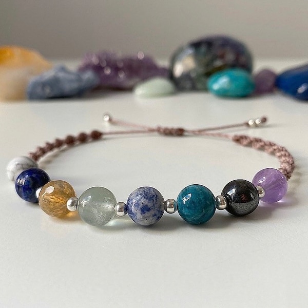 MENTAL CLARITY Crystal Healing Bracelet - Student Gifts - Study Focus Crystal Jewellery - Intuition, Clarity & Focus Crystals