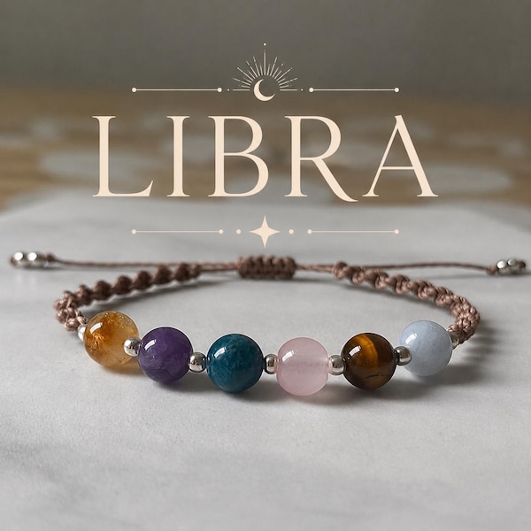 LIBRA Zodiac Crystal Bracelet - Star Sign Birthstone Gift - Crystal Jewellery Gifts - Birthday Sentimental Gift