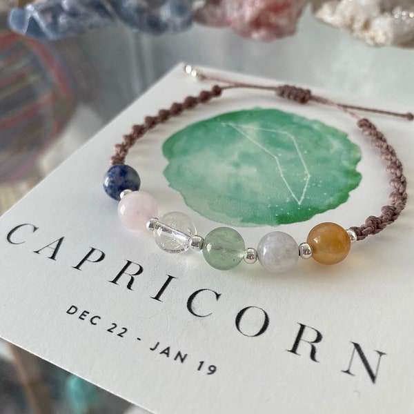 CAPRICORN Zodiac Crystal Bracelet - Birthstone Crystal Jewellery Gifts - Star Sign Jewellery.