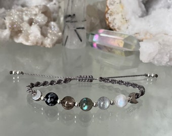 FASES DE LA LUNA Pulsera de curación de cristal - Energía de la Diosa de la Luna - Regalos de cristal - Manifestación de energía de la luna - Amantes de la luna