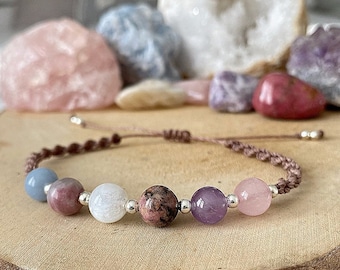 GRIEF & LOSS - Bereavement Crystal Bracelet - Heart Healing - Comfort Support Crystals - Thinking Of You Gifts - Grief Support