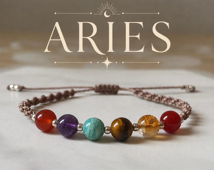 ARIES Zodiac Crystal Bracelet - Birthstones Star Sign Crystal Jewellery Gift - Crystal Gifts - Zodiac Gifts