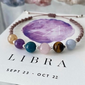 Bracelet en cristal du zodiaque BALANCE - Cadeau avec pierre de naissance signe astrologique - Cadeaux bijoux en cristal - Cadeau sentimental d&#39;anniversaire