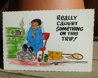 80's Vintage Caught Something Travel Tourist Postcard (Near Mint-NOS)