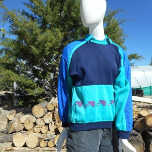 80's Vintage Retro Blue Skiwear Sweatshirt Unisex Adults-Size Medium image 6