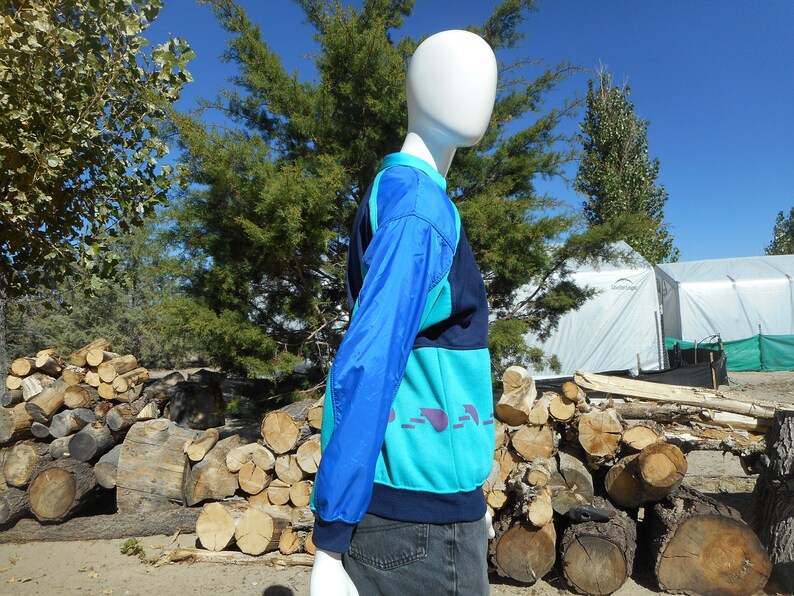 80's Vintage Retro Blue Skiwear Sweatshirt Unisex Adults-Size Medium image 5