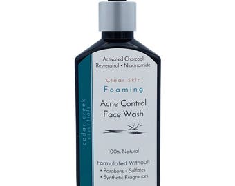 Natural Acne Treatment Face Wash with Activated Charcoal & Resveratrol -  Oily Skin and Acne Prone Skin - Reduces Breakouts and Blemishes