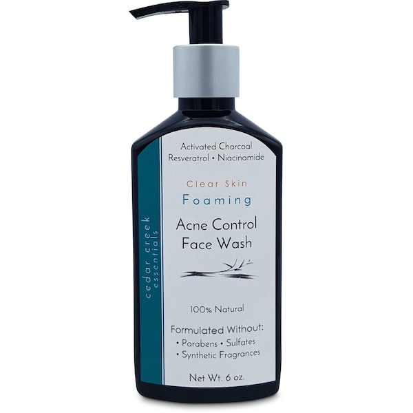 Natural Acne Treatment Face Wash with Activated Charcoal & Resveratrol -  Oily Skin and Acne Prone Skin - Reduces Breakouts and Blemishes