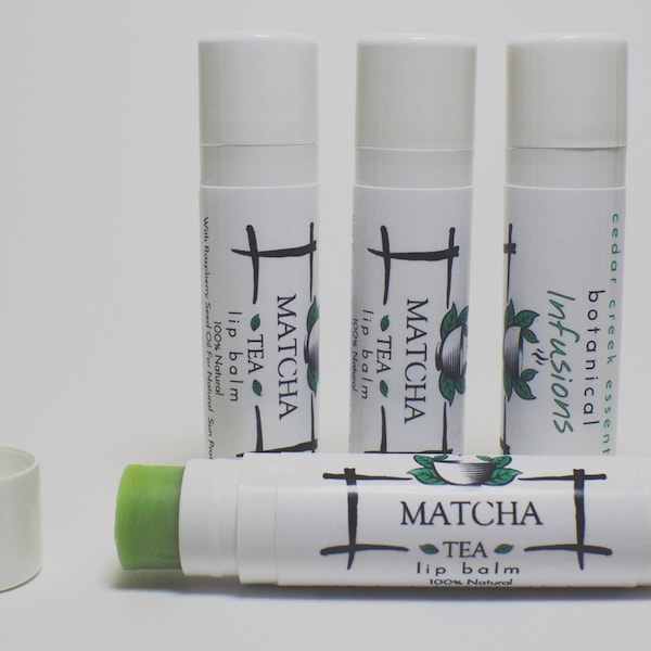 Matcha Tea Lip Balm | All Natural Botanical Infusions | Sun Protection | Anti-oxidant Skincare | Lip SPF | Organic Lip Balm | Chapped Lips