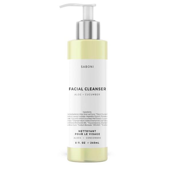 Organic Aloe and Cucumber Foaming Face Wash and Cleanser for Sensitive to Normal Skin