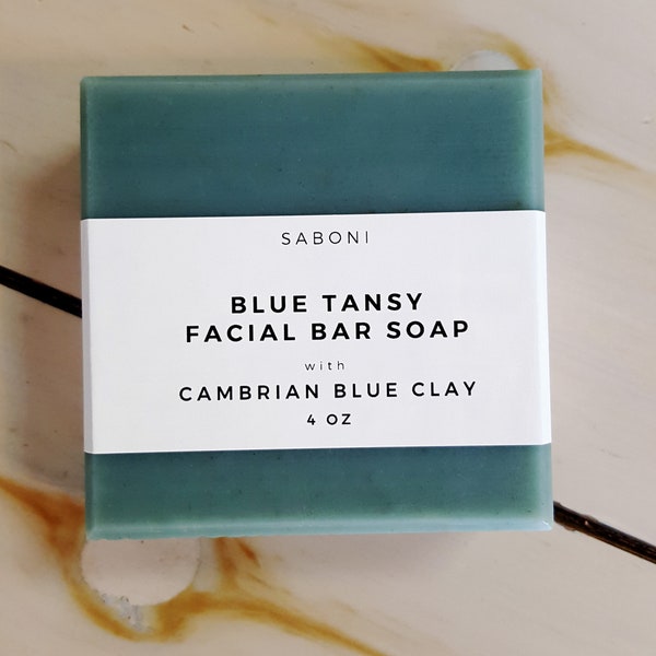 Blue Tansy with Cambrain Blue Clay Facial Cleansing Bar | Face Wash for Oily and Problematic, Acneic Skin