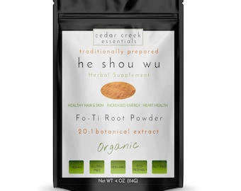Fo-ti Root Extract Powder Organic| He Shou Wu 20:1 Extract Concentrate | Traditionally Prepared | 100% Natural Herbal Supplement 4oz