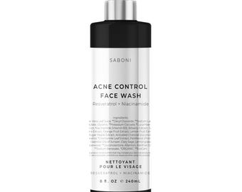 Natural Acne Face Wash: Activated Charcoal, Resveratrol & Niacinamide for Oily and Blemish Prone Skin