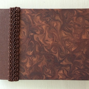 Mini Handbound Brown Journal with Decorative Paper & Ribbon