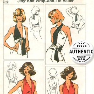 Simplicity 5555 Sewing Pattern Misses Vintage 70s Reproduction Jiffy Knit Wrap and Tie Halter One Size Uncut