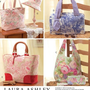 Patrón de costura McCalls M4400 Bolsos de mano Bolsos de mano Sombrero de pescador y accesorios Diseños de Laura Ashley Uncut