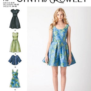 Simplicity 1873 Sewing Pattern Misses Dress in Two Lengths and Loose Fitting Cape Jacket Cynthia Rowley sz 6-14 Uncut