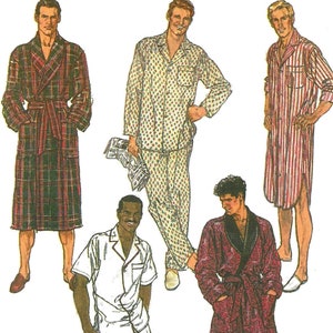 Simplicity 8323 Sewing Pattern Mens or Teen Boys Easy-to-Sew Robe and Pajamas in Two Lengths and Nightshirt sz M Uncut
