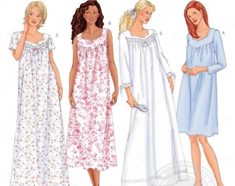 Butterick 6838 Sewing Pattern Misses Very Loose Fitting Nightgown in Three Lengths sz XS-M or L-XL Uncut