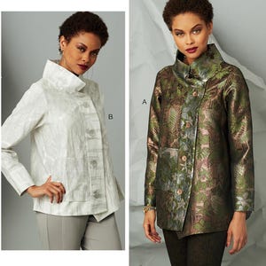 May include: A Vogue Patterns Designer Original sewing pattern envelope for Marci Tilton V9287. The cover displays two jacket variations: a white textured jacket labeled B and a metallic green and bronze botanical print jacket labeled A.