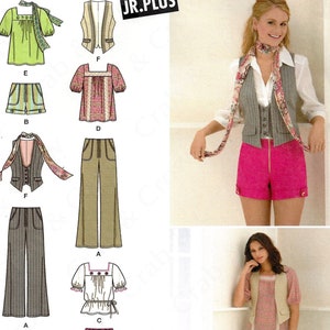 Simplicity 2665 Sewing Pattern for or Junior Plus Vest Top Pants Shorts and Scarf 5/6-15/16 or 15/16-25/26 Uncut