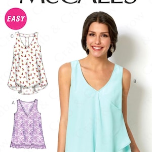 McCalls M6960 Sewing Pattern for Misses Easy Sleeveless Tops and Tunics sz XS-M or L-XXL Uncut