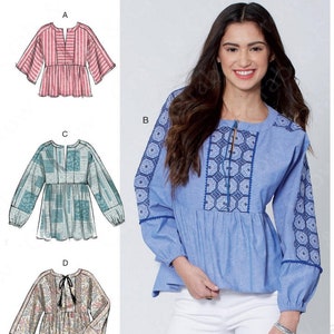 McCalls M7930 Sewing Pattern for Misses Easy Loose Fitting Pullover Tops and Tunics Sleeve Variations sz XS-M or L-XL Uncut