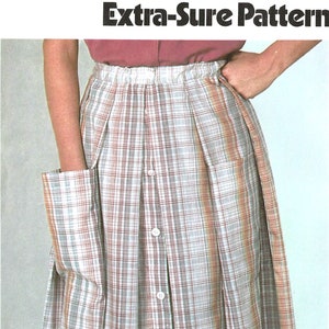 Simplicity 8912 Sewing Pattern Misses Vintage 70s Front Buttoned Skirt with Patch Pockets Extra Sure Easy Basic sz 12-16  Uncut