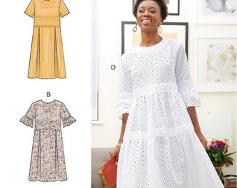 McCalls M7948 Sewing Pattern Misses Pullover Dress with Sleeve and Skirt Variations sz 6-14 or 14-22 Uncut